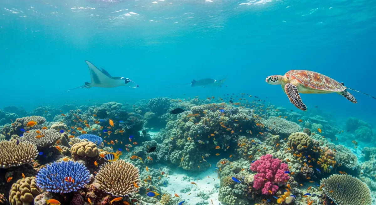Lombok Private Cruise in Lombok — a vibrant coral reef and marine life in clear blue water